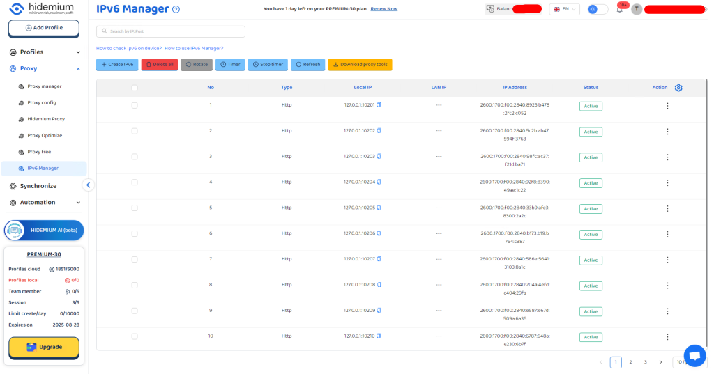 Hướng dẫn sử dụng IP V6 Manager