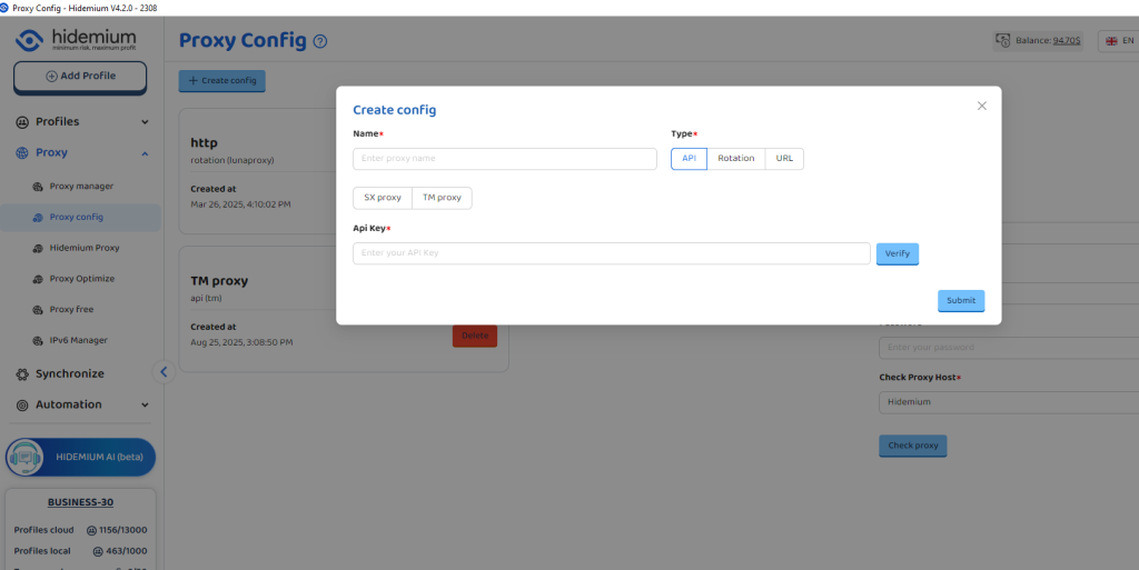 Hướng dẫn sử dụng SX proxy, TM proxy và Kiot proxy trong hidemium