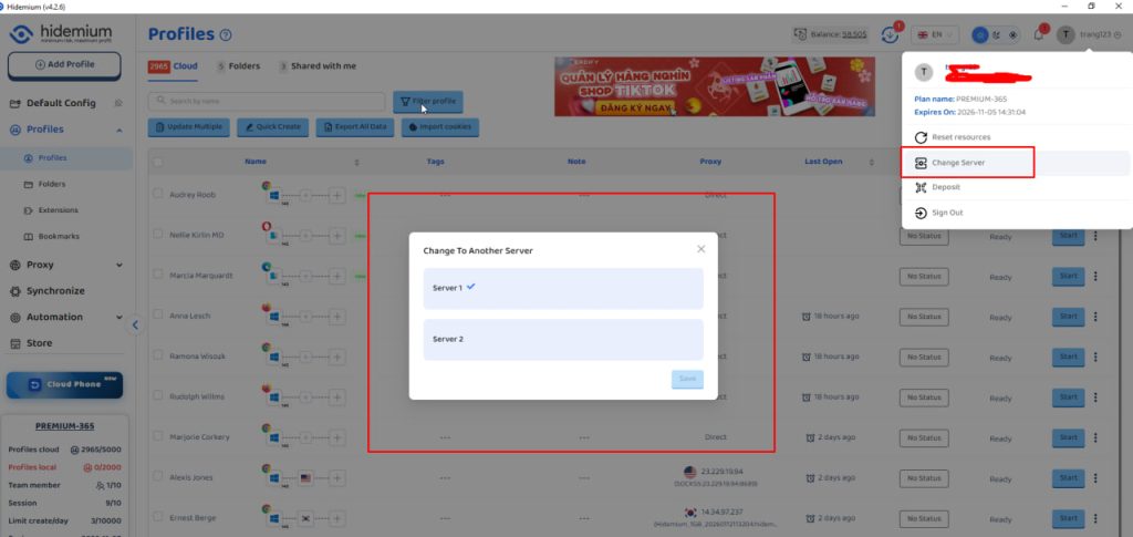Hướng dẫn đổi server khi app bị lag, chậm